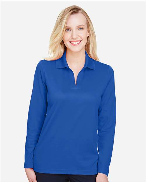 Women's CrownLux Performance® Plaited Long Sleeve Polo