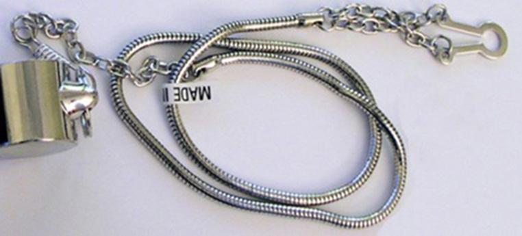 ICS Gold Snake Whistle Chain, Button Style