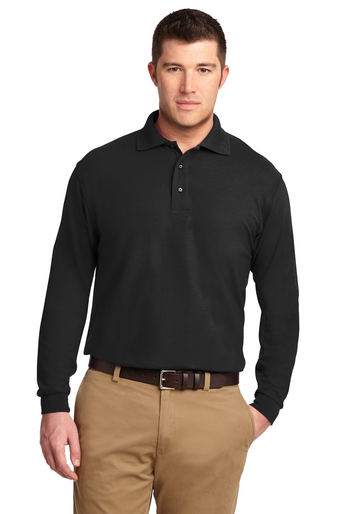 (Garda) Port Authority® Silk Touch™ Long Sleeve Polo