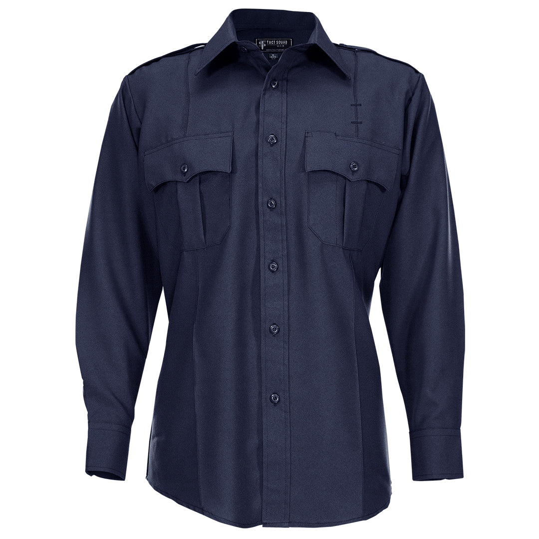 Polyester/Cotton Long Sleeve Uniform Shirt (Color: Navy)