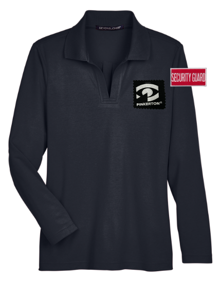 PIN Devon & Jones Women's CrownLux Performance® Plaited Long Sleeve Polo