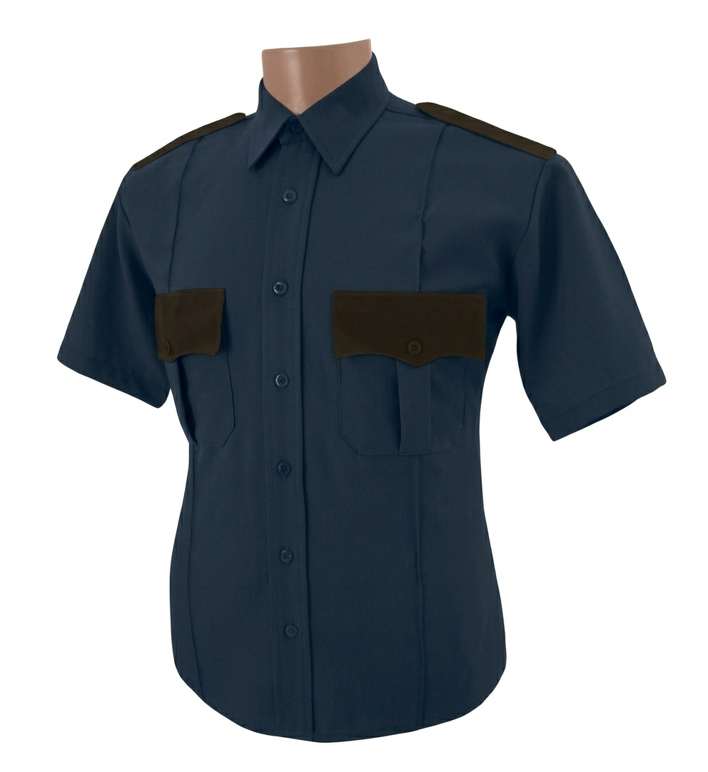 All Polyester Two Tone Short Sleeve Shirt