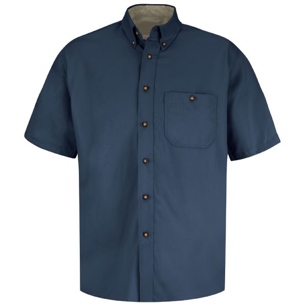 Men's Short Sleeve Cotton Contrast Dress Shirt