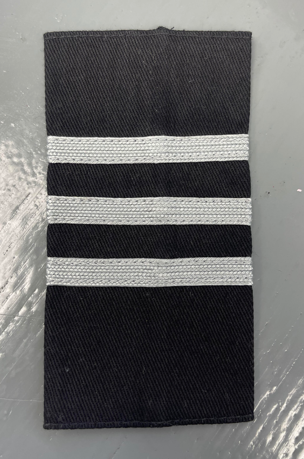 Mini Epaulets (Grey Stripe - Three Lines) on Black