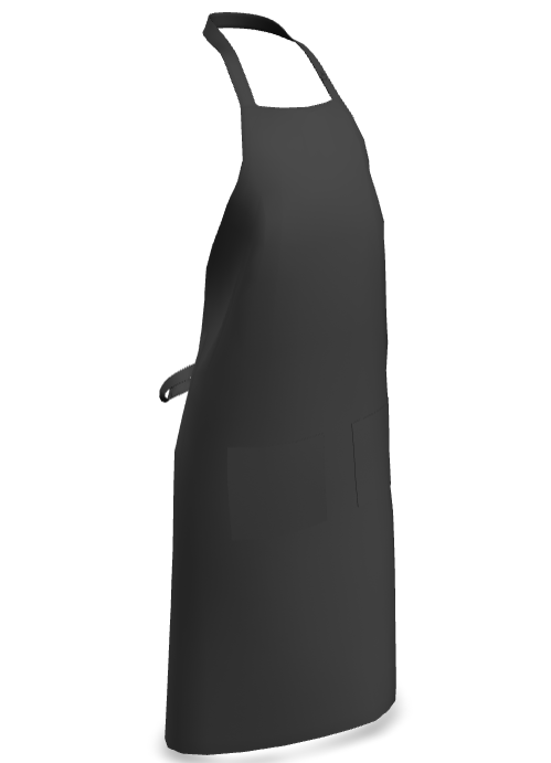 Black Poly-Cotton Standard Bib Apron w/ 2 Pockets - 34" x 30"