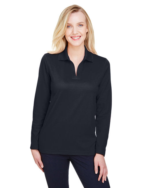 PIN Devon & Jones Women's CrownLux Performance® Plaited Long Sleeve Polo