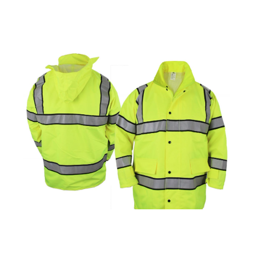 High Visibility Raincoat With Reflective Stripes (Lime Green)