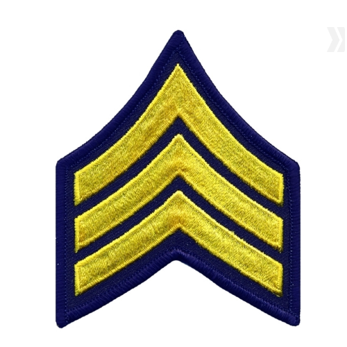 Sgt Chevrons, Merrowed Border, Medium Gold/Midnight, 3" W, Pairs