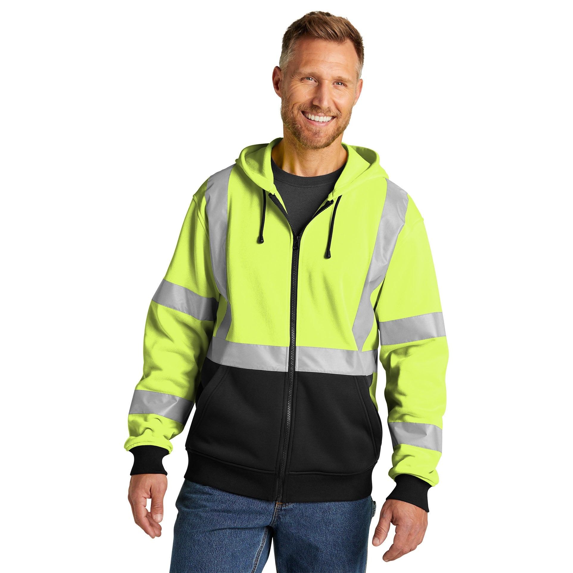 CornerStone® ANSI 107 Class 3 Heavy-Duty Fleece Full-Zip Hoodie