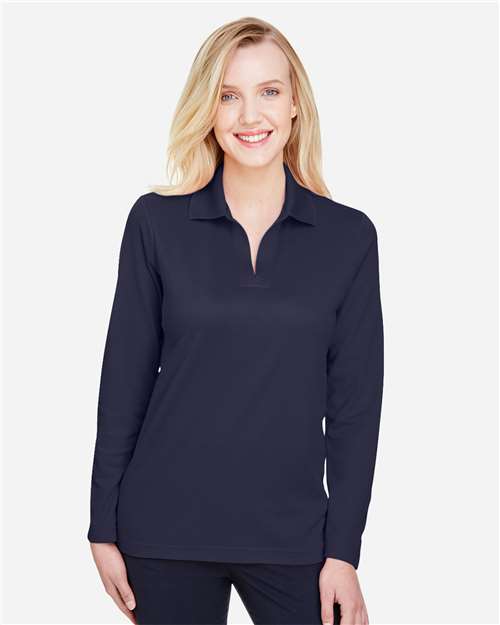 Women's CrownLux Performance® Plaited Long Sleeve Polo