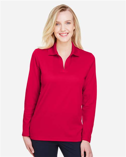 Women's CrownLux Performance® Plaited Long Sleeve Polo
