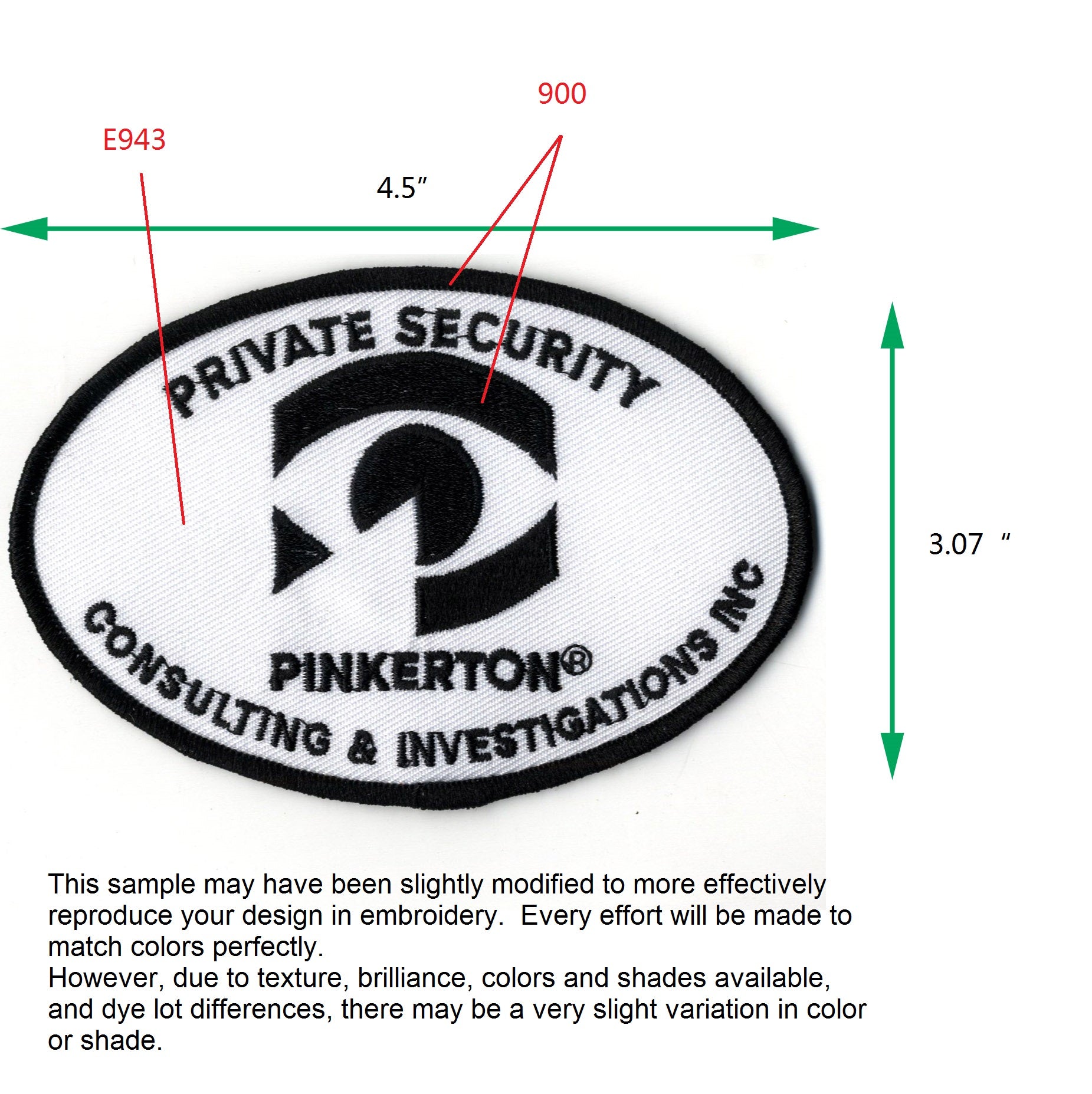 Pinkerton Department 0450 Velcro patches