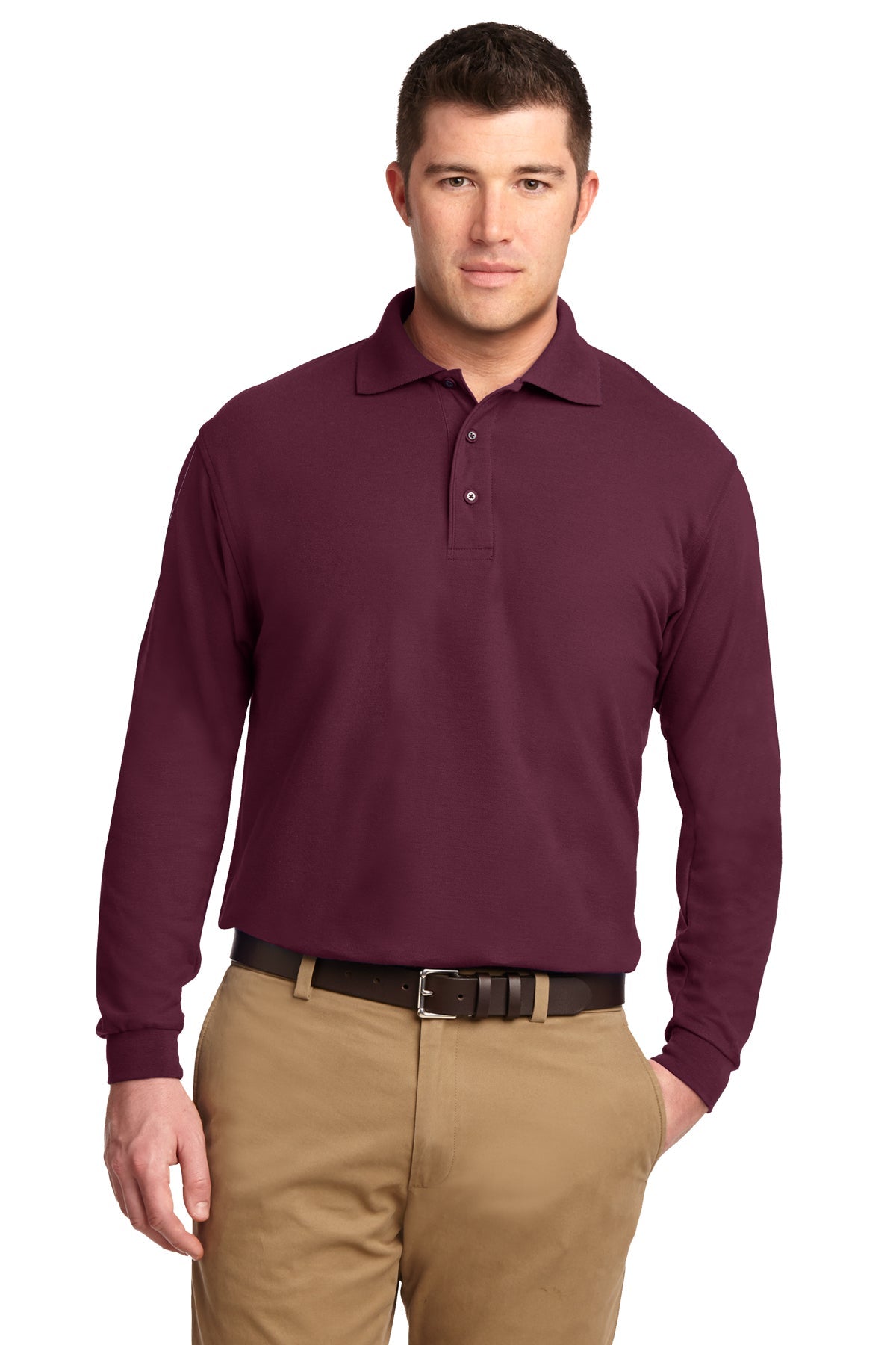 (Garda) Port Authority® Silk Touch™ Long Sleeve Polo