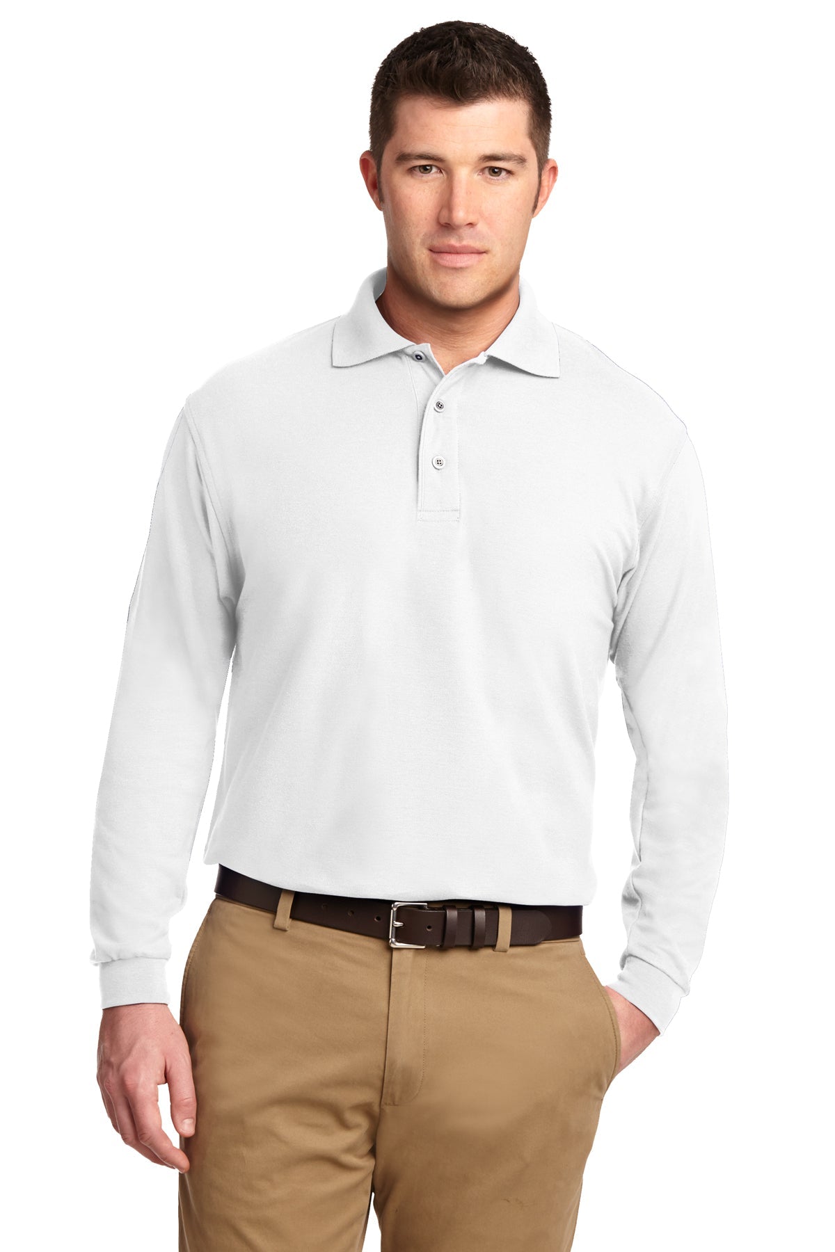 (Garda) Port Authority® Silk Touch™ Long Sleeve Polo