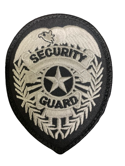 Patch Badge (Security Guard w/ Star) Silver on Black