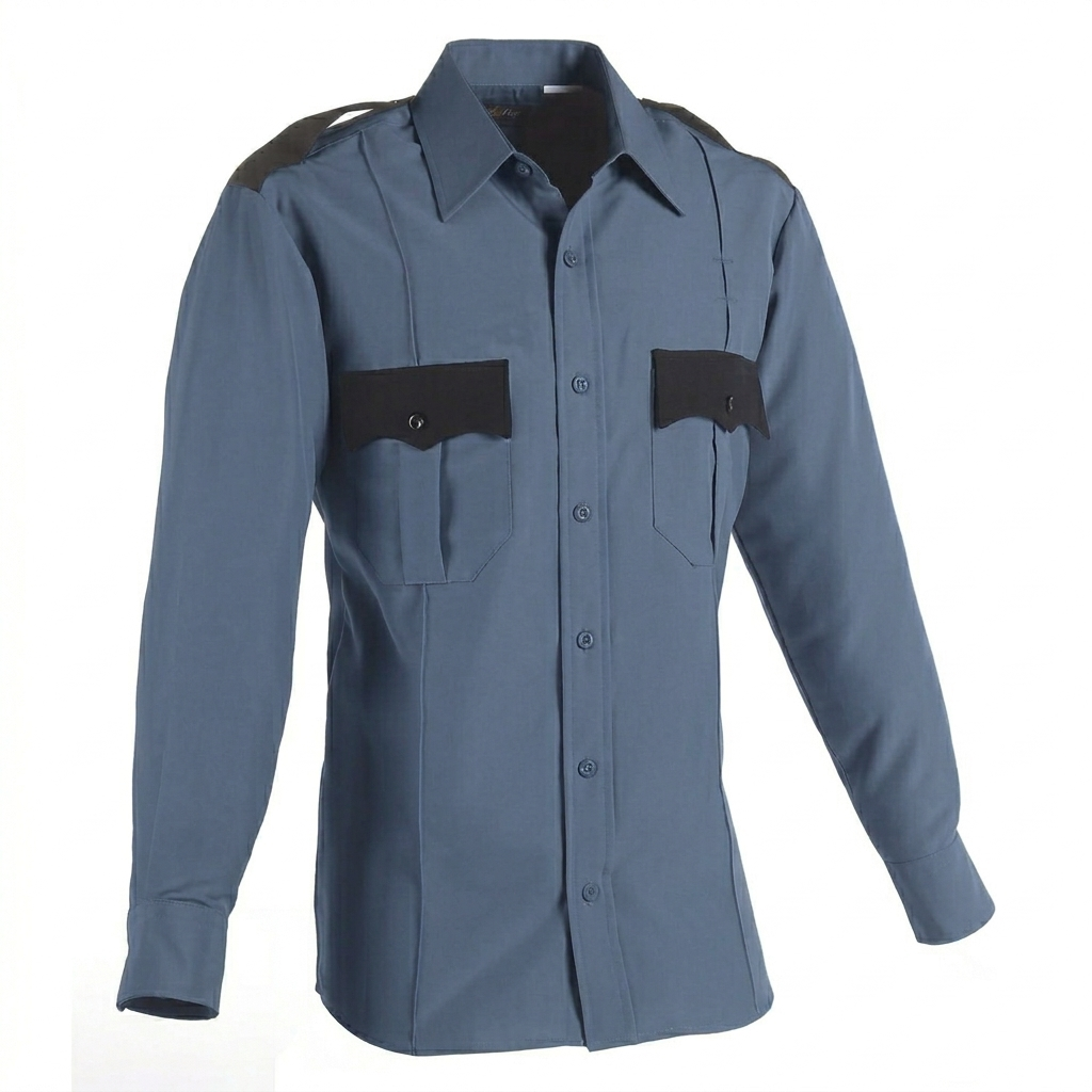 All Polyester Long Sleeve Shirt (Color: Two Tone Grey, French Blue, Light Blue)