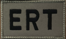 ERT (Velcro Patch ) Black Letters / Tan Patch 2" x 3 1/2"