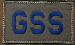 GSS (Velcro Patch ) Blue Letters / Tan Patch 2" x 3 1/2"