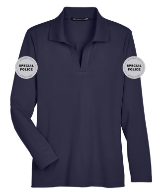 PIN Devon & Jones Women's CrownLux Performance® Plaited Long Sleeve Polo (Special Police on Both Sleeves)