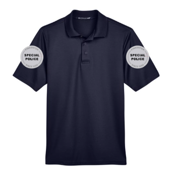PIN Devon & Jones Men's CrownLux Performance® Plaited Polo (Special Police on Both Sleeves)