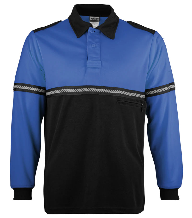 Two Tone L/S Bike Patrol Shirt With Zipper Pocket And Hash Stripes