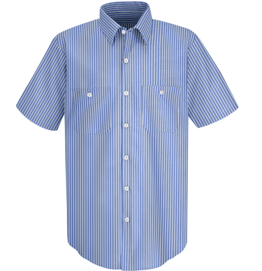 Mens Short Sleeve Striped Work Shirt