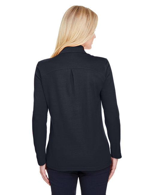 PIN Devon & Jones Women's CrownLux Performance® Plaited Long Sleeve Polo