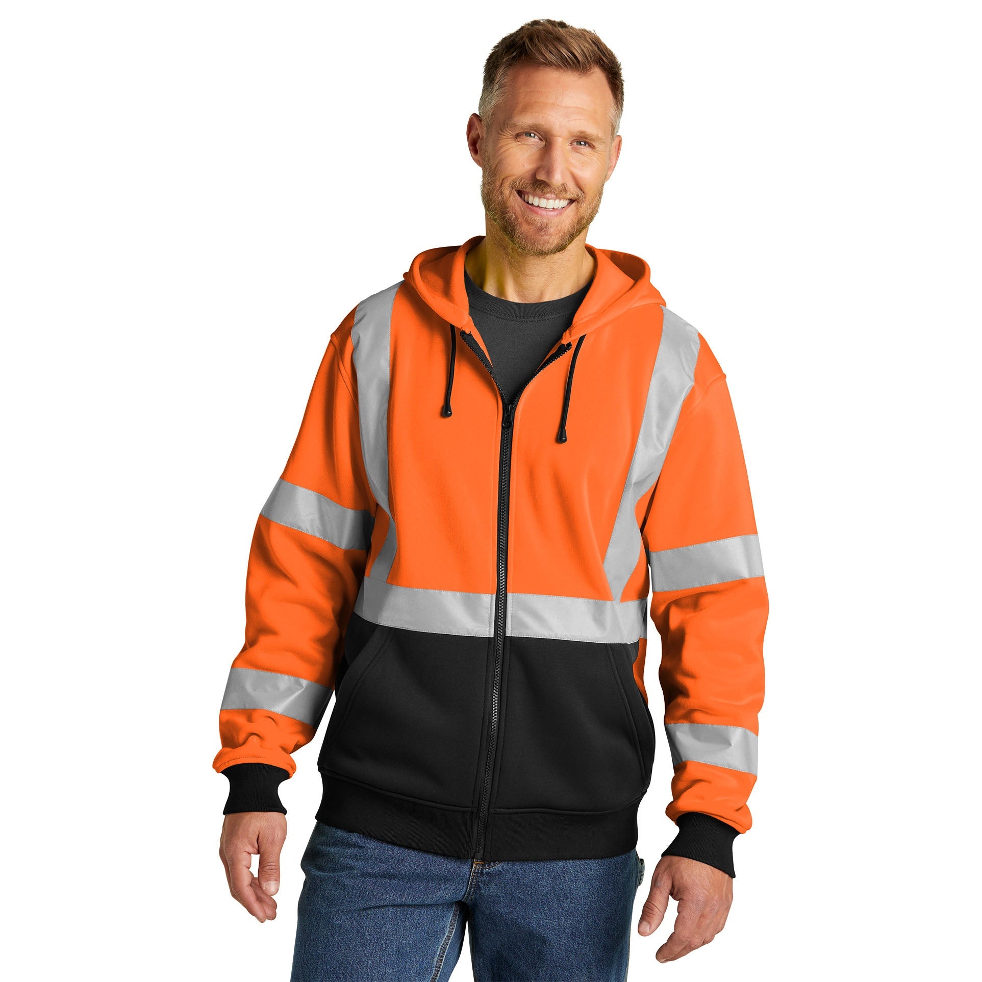 CornerStone® ANSI 107 Class 3 Heavy-Duty Fleece Full-Zip Hoodie