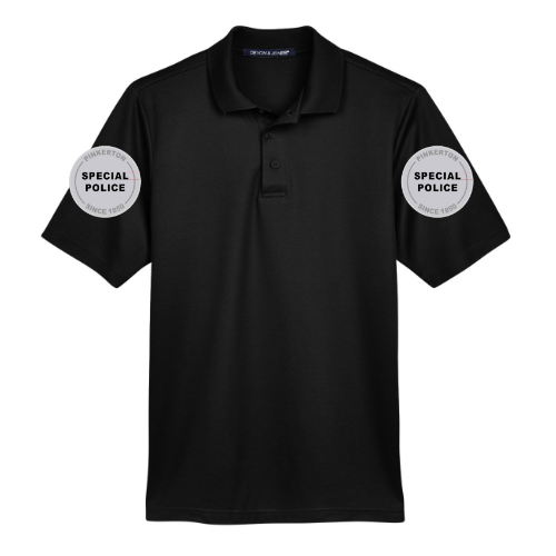 PIN Devon & Jones Men's CrownLux Performance® Plaited Polo (Special Police on Both Sleeves)