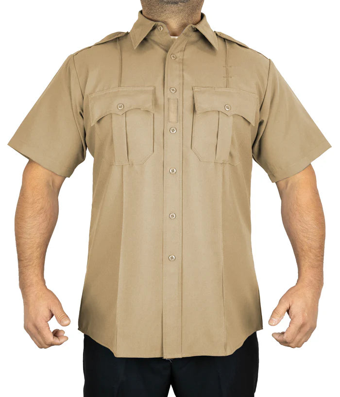 100% Polyester 4 Pocket Hidden Zipper Uniform Shirt - Short Sleeve