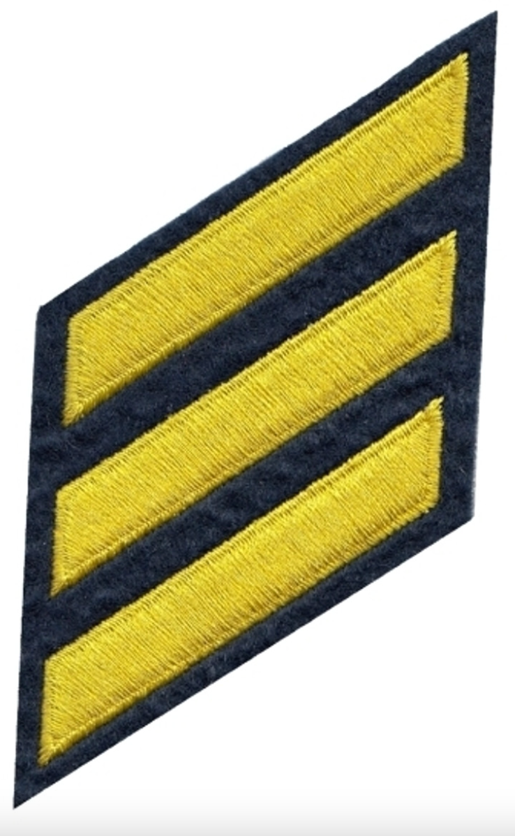 Patch (Hashmarks Continuous, Felt, Med Gold/Navy 2x3/8", Pair)
